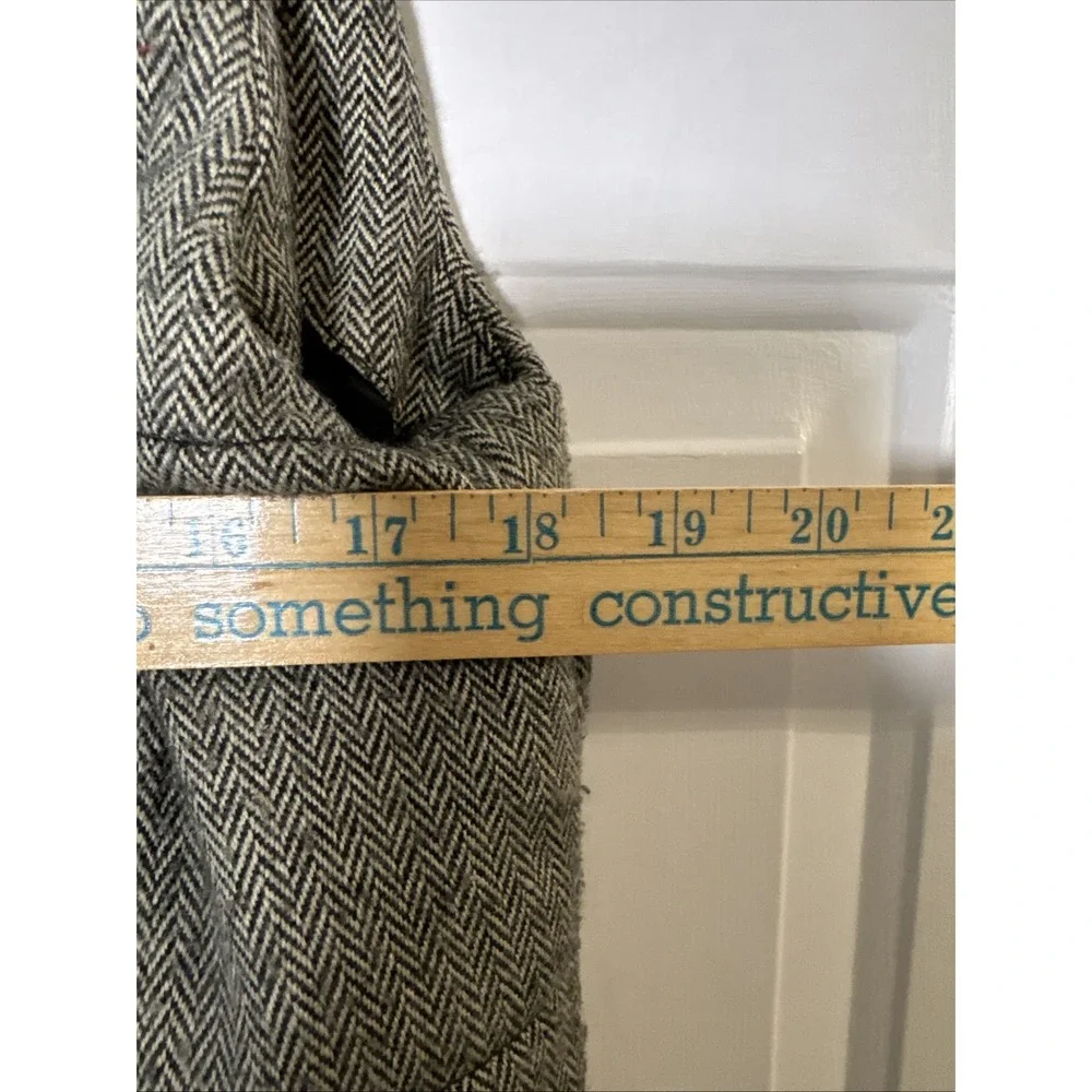 Chaps Denim Herringbone Wool Blend Vest Womens‎ L Gray Button Front Puffer